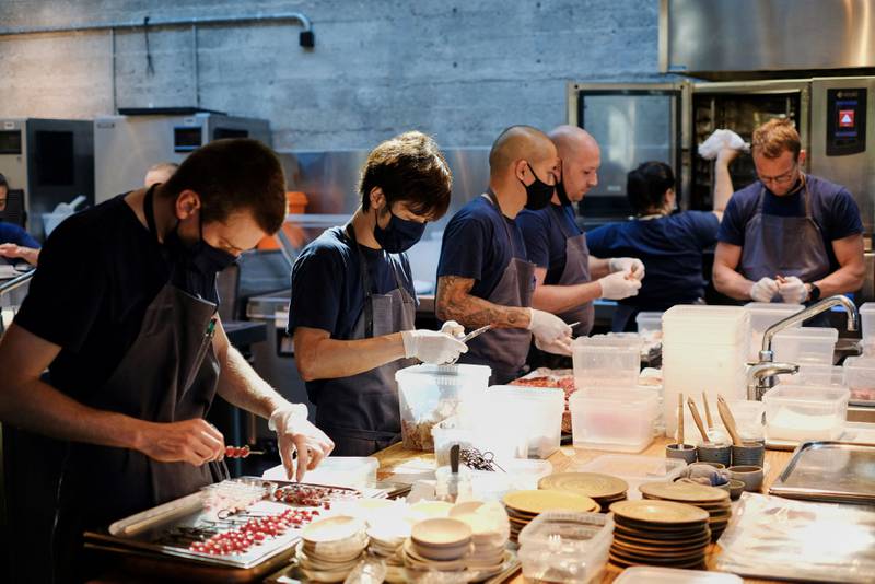 Noma staff at work in the kitchen in Copenhagen. AFP