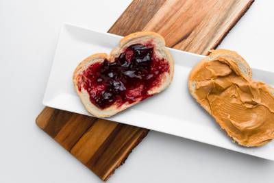 The popular peanut butter and jam sandwich is a top option for health as it can add 33.1 minutes. Unsplash