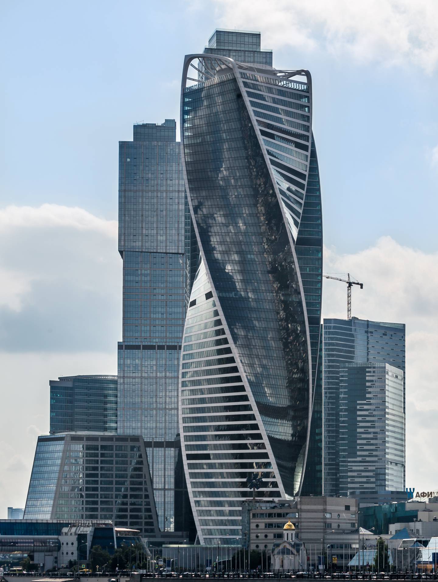 The 55-storey Evolution Tower in Moscow has a swirling structure. Photo: Wikipedia