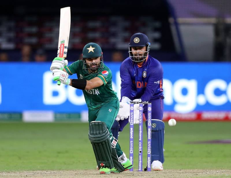 Pakistan's Mohammad Rizwan scored an unbeaten fifty in a 10-wicket win over India at the T20 World Cup at the Dubai International Stadium on Sunday, October 24, 2021. Chris Whiteoak / The National