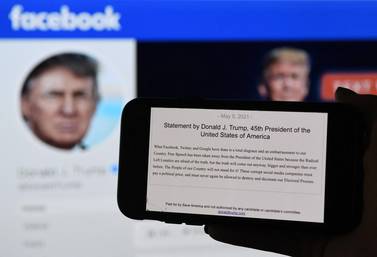 Former US president Donald Trump released a statement on May 5, 2021 condemning his suspension from Facebook and Twitter. AFP