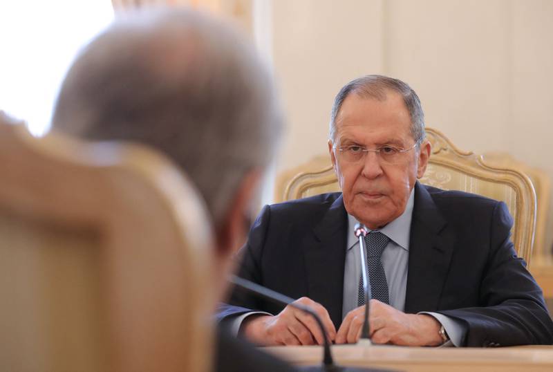 Russian Foreign Minister Sergey Lavrov during a meeting with the UN Secretary General Antonio Guterres in Moscow.  AFP