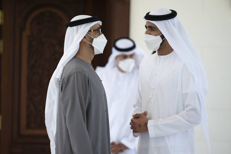 President Sheikh Mohamed receives Minister of State Sheikh Shakboot bin Nahyan.