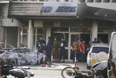 A militant attack that killed 29 people in the Burkina Faso capital in September.  AP Photo