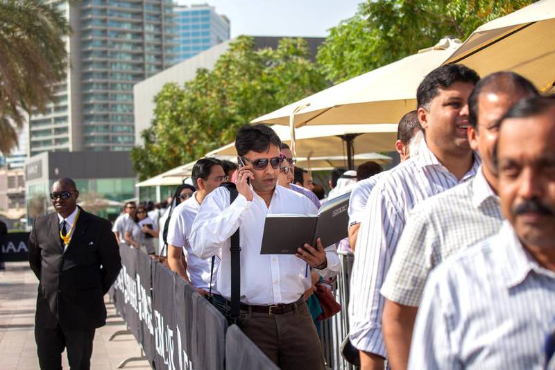 The Emaar Pavilion was the site for sales of the new Mira Oasis townhouses. People queued up early for a chance to purchase the popular properties. Clint McLean for The National