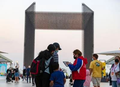Visitors enjoy Expo on the first official Sunday of the weekend in the UAE. Chris Whiteoak / The National