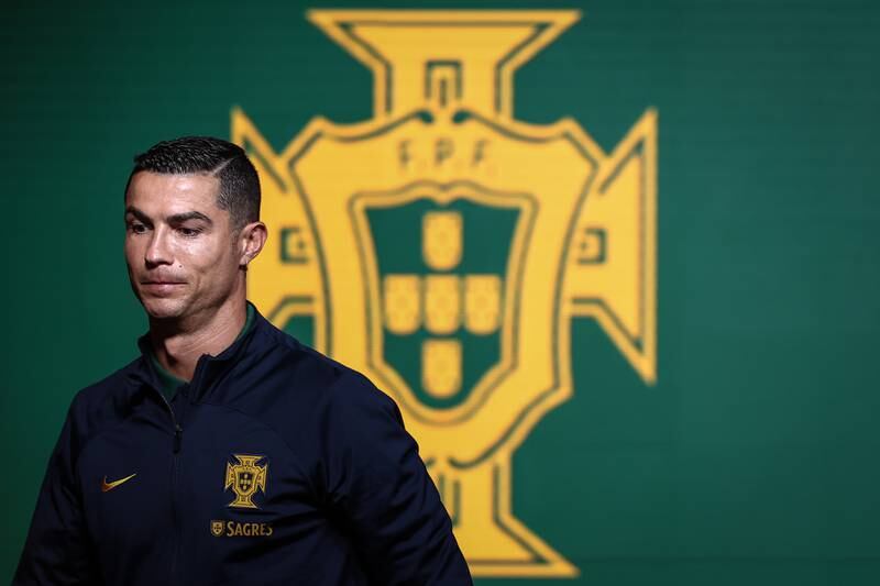 Portugal's Cristiano Ronaldo attends a press conference. EPA