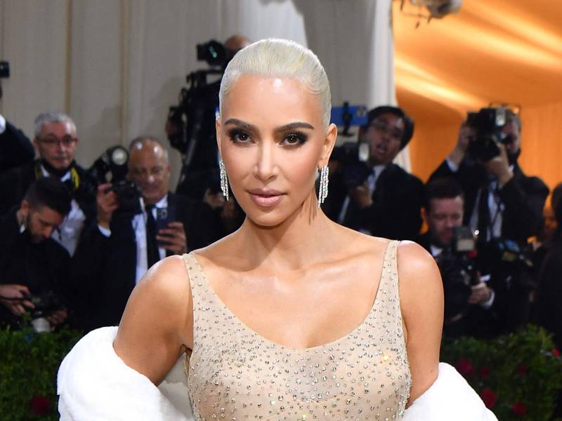 US socialite Kim Kardashian arrives for the 2022 Met Gala at the Metropolitan Museum of Art on May 2, 2022, in New York.  - The Gala raises money for the Metropolitan Museum of Art's Costume Institute.  The Gala's 2022 theme is "In America: An Anthology of Fashion".  (Photo by ANGELA  WEISS  /  AFP)