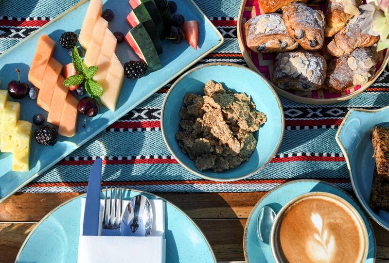 Abu Dhabi, United Arab Emirates - Delicious breakfast treats served at Pure Eco Retreat nestled on Jubail Island within the capital. Khushnum Bhandari for The National