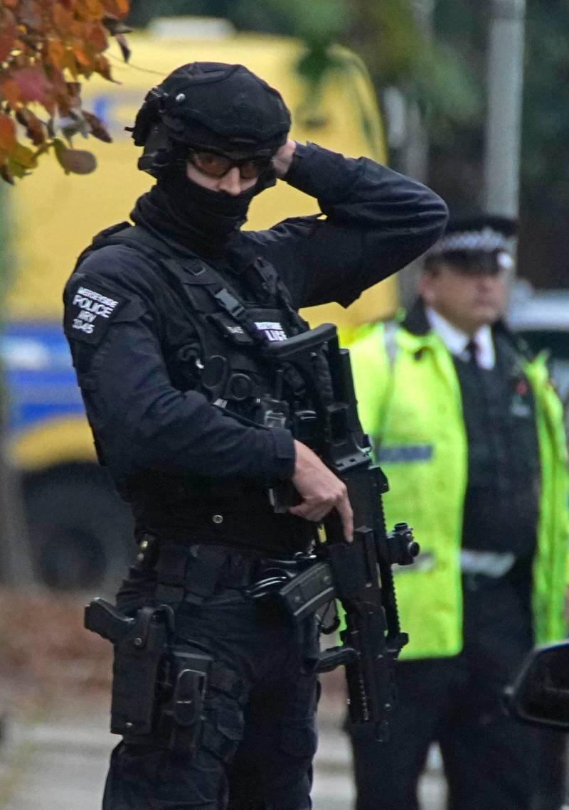 Armed police at an address in Liverpool after an explosion at the women's hospital.