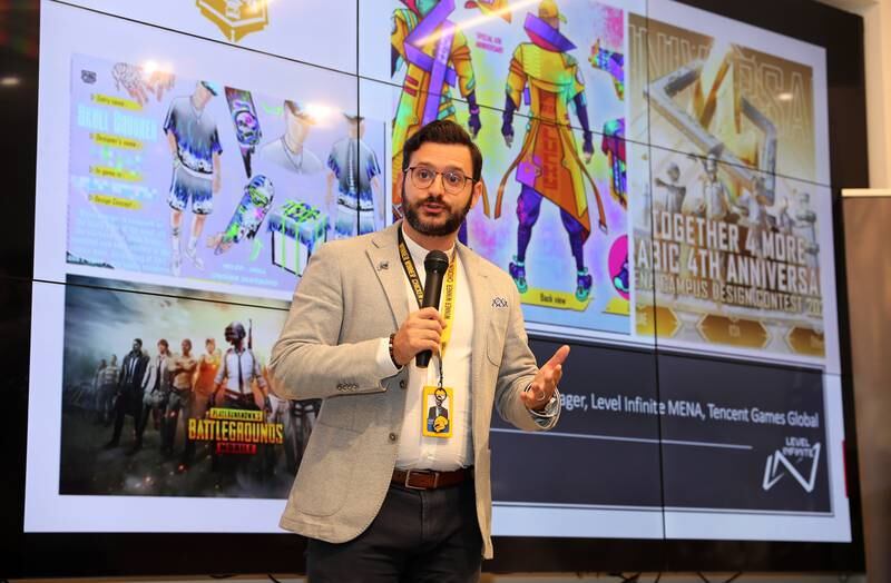 Naji Ghaziri, senior operations manager, Mena, for Tencent Games Global, speaks at the press conference 