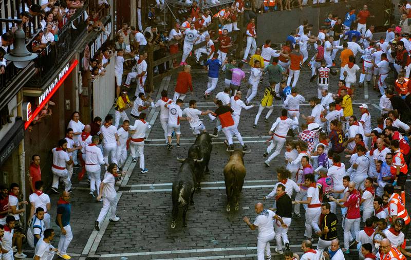 The bull-running fiesta is held annually from July 6 to 14 in commemoration of the city's patron saint. AFP