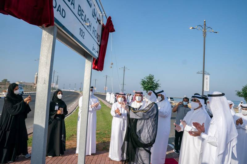The Ruler of Sharjah, Sheikh Dr Sultan bin Muhammad Al Qasimi, opens the new Kalba Corniche. Wam