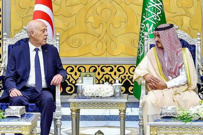 Prince Badr receives Tunisia's Mr Saied in Jeddah. Photo: Spa