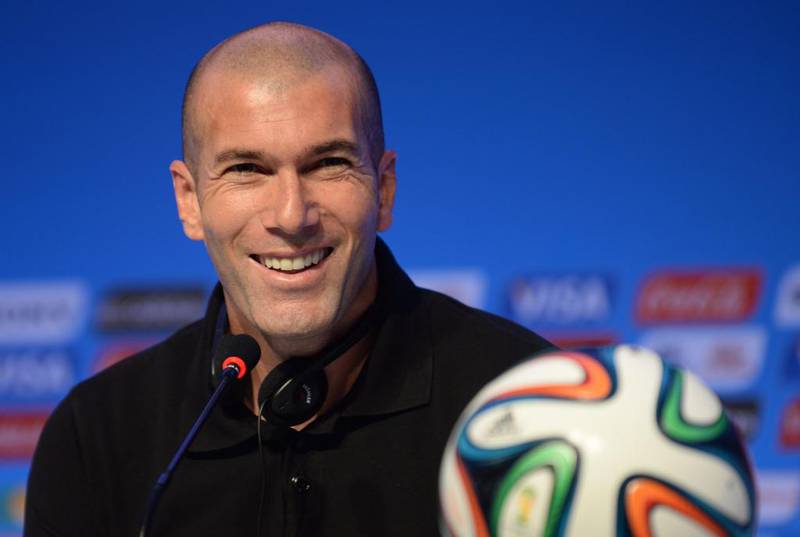 French football star Zinedine Zidane during a press conference on December 5, 2013, the eve of the Brazil 2014 FIFA Football World Cup final draw, in Costa do Sauipe, Brazil. Vanderlei Almeida / AFP