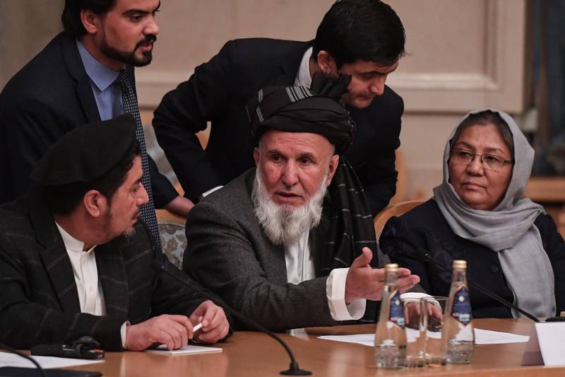 Representatives of the Afghan government's High Peace Council attend the talks. AFP