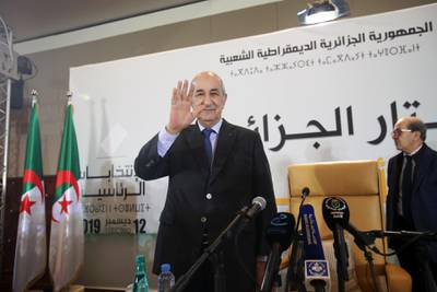 President-elect Abdelmadjid Tebboune attends a news conference in Algiers. Reuters