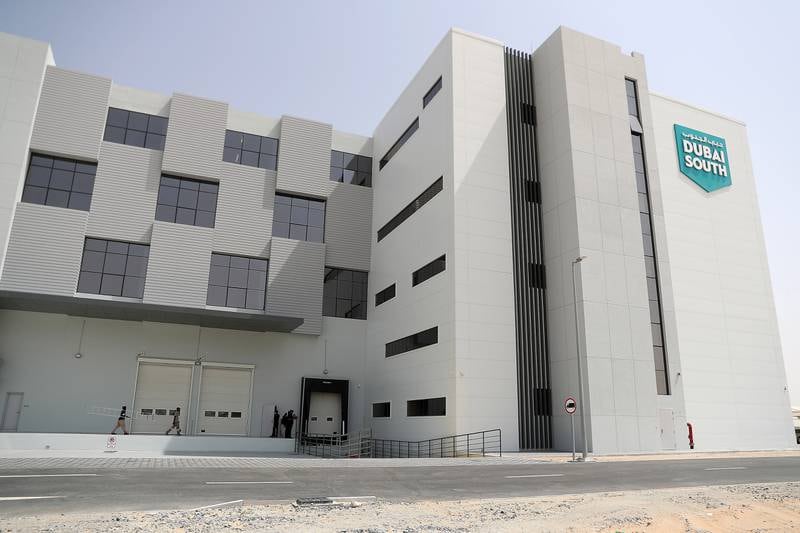 An outside view of the Suppliers Complex at Mohammed bin Rashid Aerospace Hub in Dubai. Pawan Singh / The National