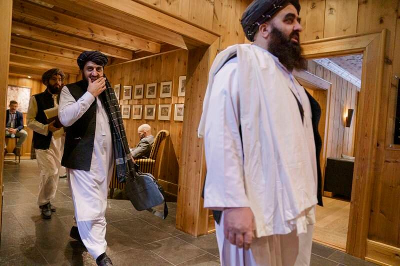 Taliban representatives prepare to meet with Norwegian officials at the Soria Moria hotel in Oslo, Norway, on January 25, 2022. EPA