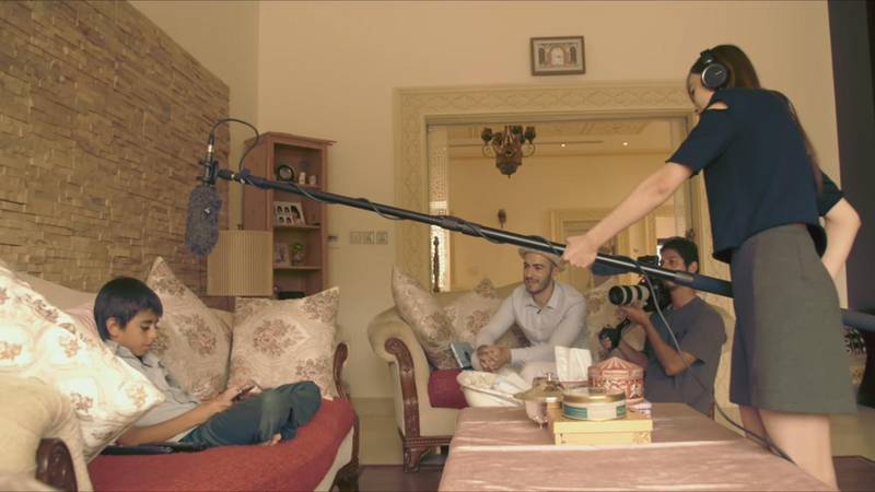 The crew films at an Emirati home. Courtesy Anasy Media