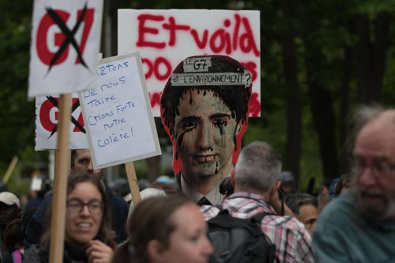 Anti-G7 protesters march in Quebec City. Alice Chiche / AFP Photo