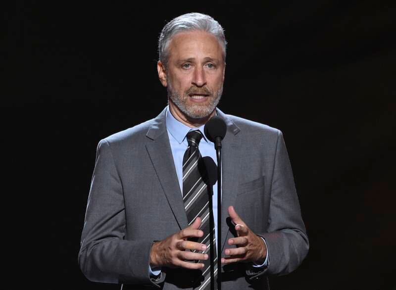 Jon Stewart, who Noah succeeded on 'The Daily Show', said it was a 'mistake' for artists to remove their works from Spotify in protest, and called the backlash an 'overreaction'. AP

