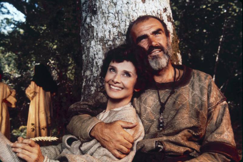 Audrey Hepburn (1929-1993) as Lady Marian and Sean Connery as Robin Hood, in Richard Lester's 'Robin And Marian, 1976. (Photo by Hulton Archive/Getty Images)