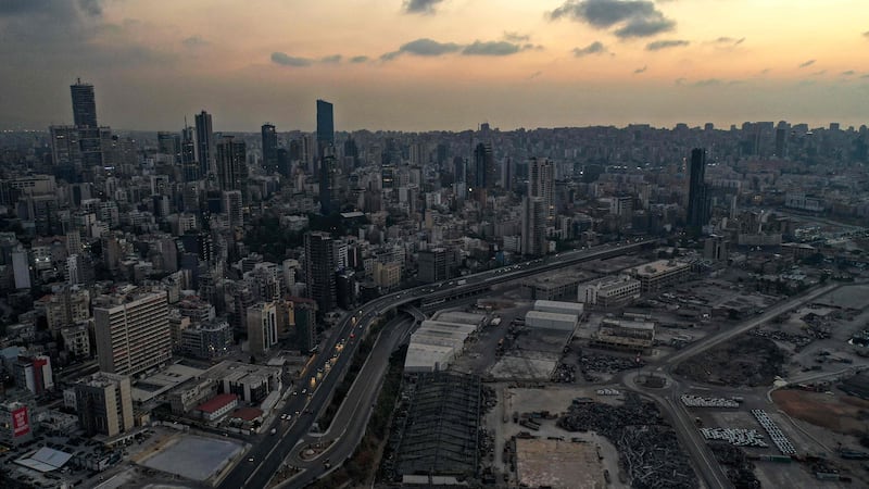 Beirut in darkness during a power outage last October. AFP