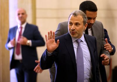 Newly-elected Lebanese member of parliament Gebran Bassil arrives to attend the first session of the newly-elected assembly at its headquarters in the capital Beirut on May 31, 2022. AFP