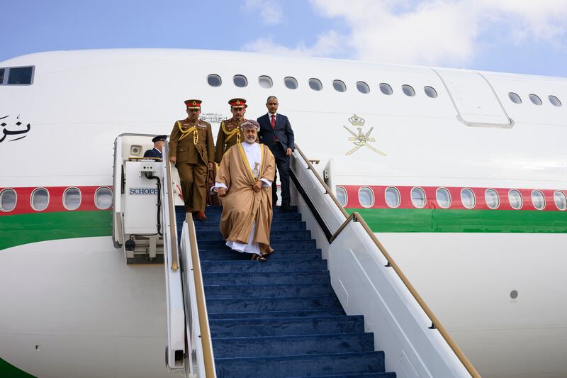 Oman's Sultan Haitham arrives in Abu Dhabi. 
