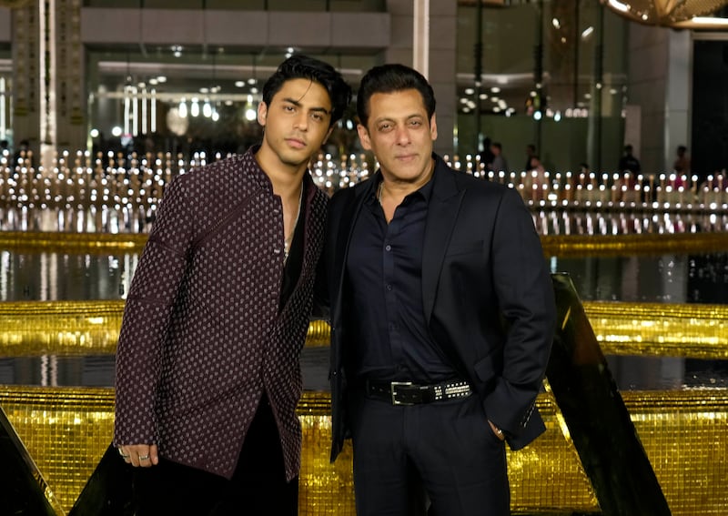 Bollywood actor Salman Khan with Aryan Khan. AP