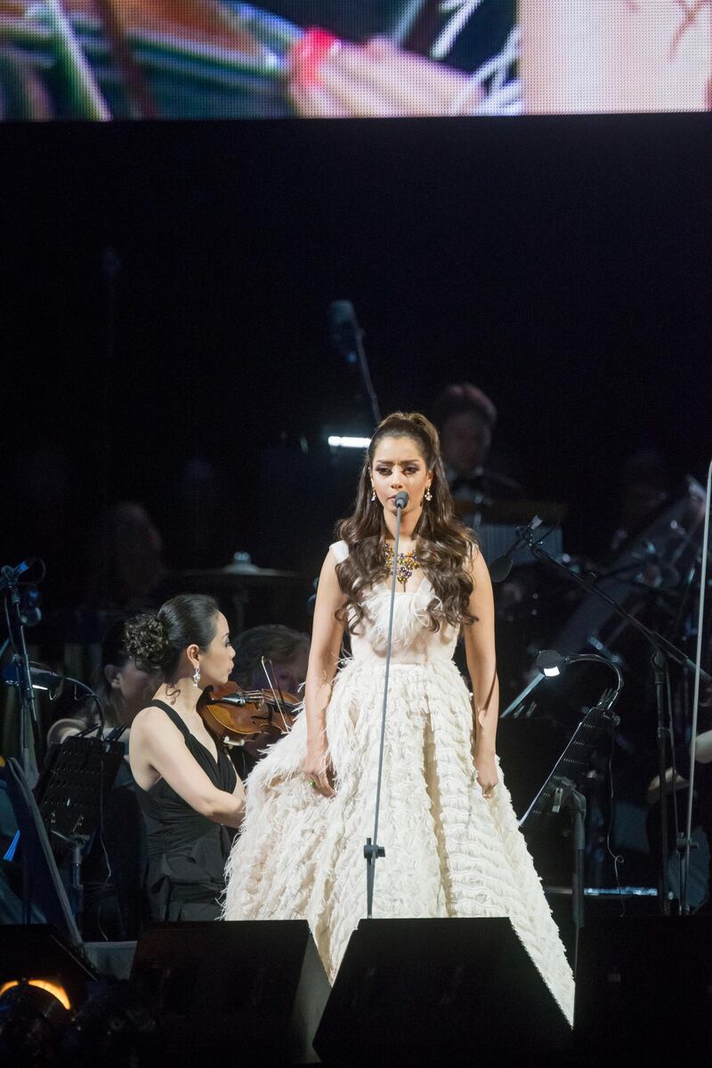 ABU DHABI, UNITED ARAB EMIRATES, 22 APRIL 2016. The Emirati soprano Balqees at the Du Arena on Yas Island. (Photo: Antonie Robertson/The National) ID: 3788. Journalist: Saeed Saeed. Section: Arts & Life. *** Local Caption ***  AR_2204_Andrea_Bocelli-30.JPG