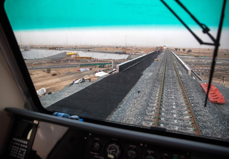 The Etihad Rail track. About 70 per cent of the line has been completed, the operator says. Victor Besa / The National