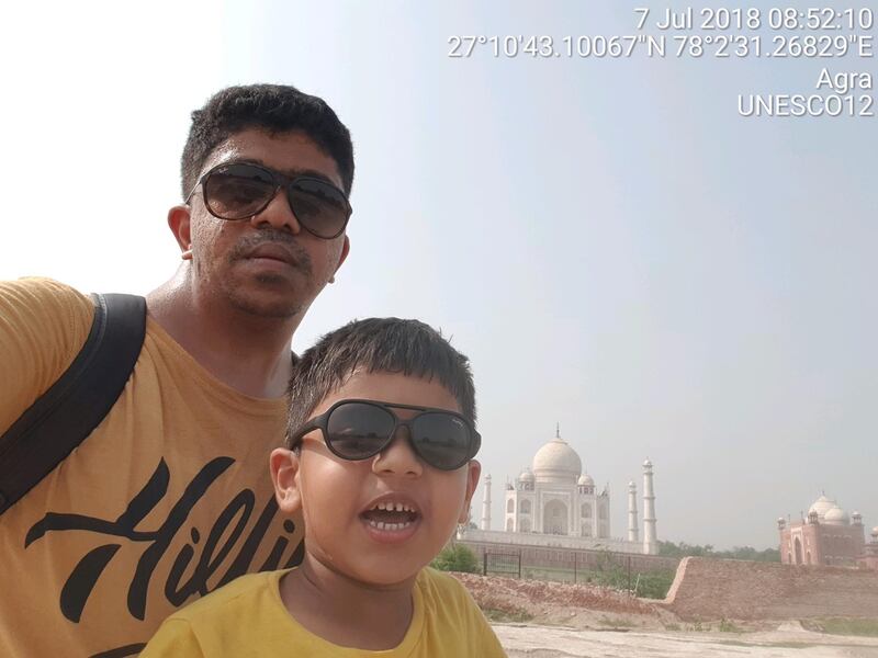 Mohamed Thahir and his son Aayan during their record-breaking journey through India. Photo courtesy Mohamed Thahir 