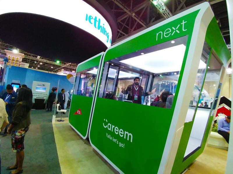 Careem showcased driverless pods at Gitex 2016, in partnership with Next Future Transportation as part of the Dubai Smart Government initiative.  Courtesy Traccs UAE