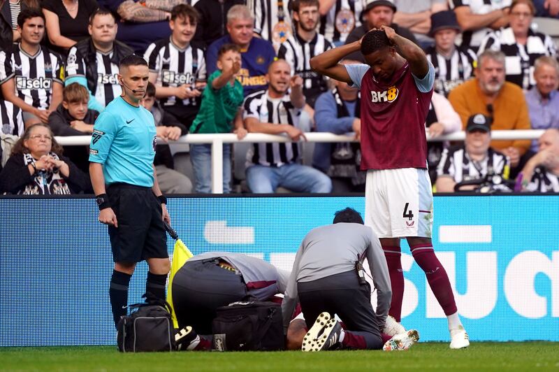 Aston Villa defender Tyrone Mings picked up a serious injury at St James' Park. PA 