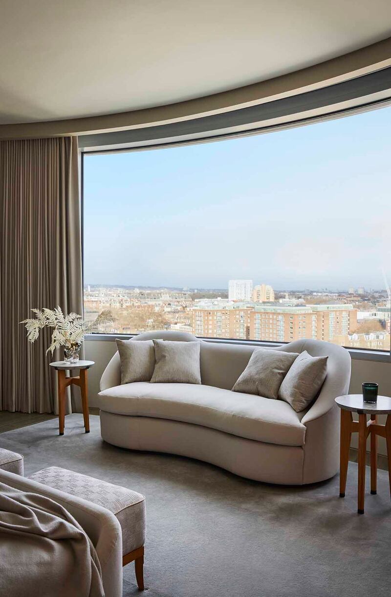 The principal bedroom also offers views of London's Hyde Park.