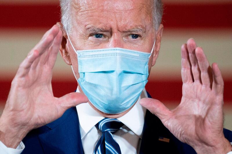 (FILES) In this file photo former Democratic presidential candidate Joe Biden speaks during a campaign event in Fort Lauderdale, Florida on October 13, 2020. US President-elect Joe Biden on November 9, 2020 named the scientists who will lead his administration's response to the coronavirus pandemic, signaling his plans to prioritize Covid-19 from the outset. The advisory board will be led by three co-chairs: epidemiologist and former Federal Drug Administration (FDA) commissioner David Kessler, former surgeon general Vivek Murthy, and Yale public health professor Marcella Nunez-Smith, according to a statement from the Biden transition team.

 / AFP / JIM WATSON
