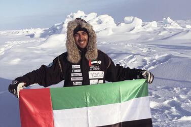 Abdulla Alahbabi, 26, reaches the North Pole unassisted on April 21. Courtesy Abdulla Alahbabi