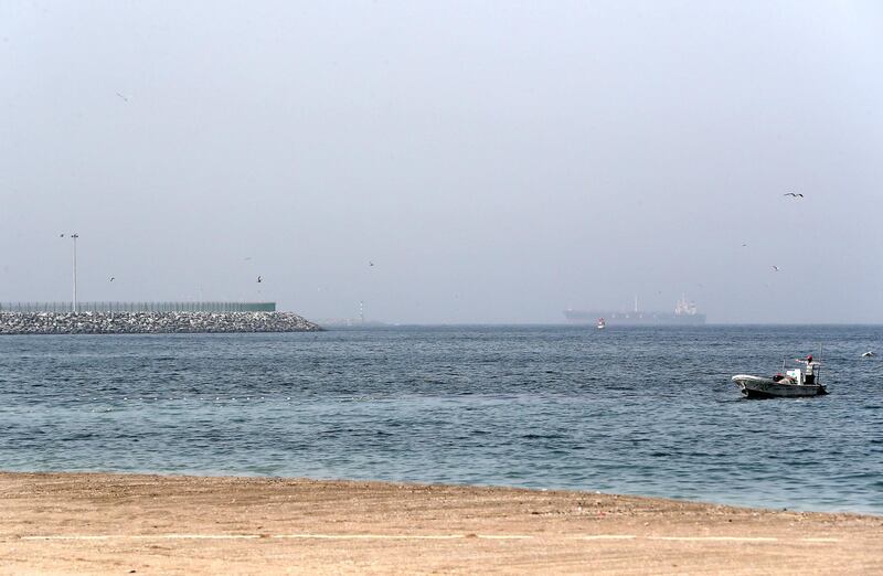 FUJAIRAH,  UNITED ARAB EMIRATES , May 12 – 2019 :- View of the sea area near the Fujairah Port in Fujairah. ( Pawan Singh / The National ) For News. 