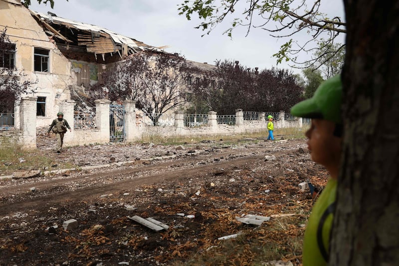 A destroyed school in Siversk. AFP