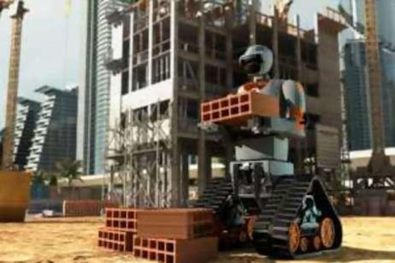 HAND OUT PHOTOS---REEM B helping Abu Dhabi Construction- A robot developed by PAL Technology.?Courtesy PAL Technology
