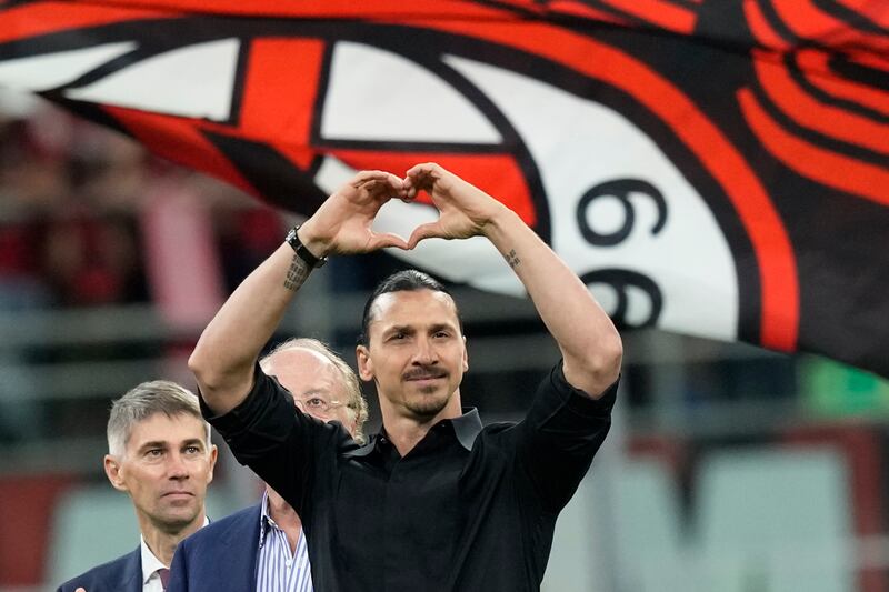 AC Milan's Zlatan Ibrahimovic reacts after his last game for the club. AP Photo