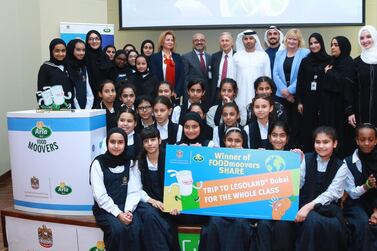 Khawla Bin Thalaa’ba School pupils in Sharjah have won a Ministry of Education competition to implement health eating changes in their school. Courtesy: MoE    