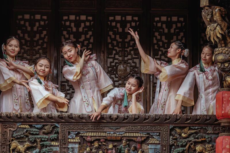 A 'Yandu Story' performance in Yancheng, China.  The story dates back about 100 years when – according to the organisers – two prominent local families, Gu and Ling, were committed to get out of a predicament, but parted and ended in turmoil.  The large-scale immersive series of performances took more than a year to plan and consists of a daytime show and a 90-minute night performance. EPA