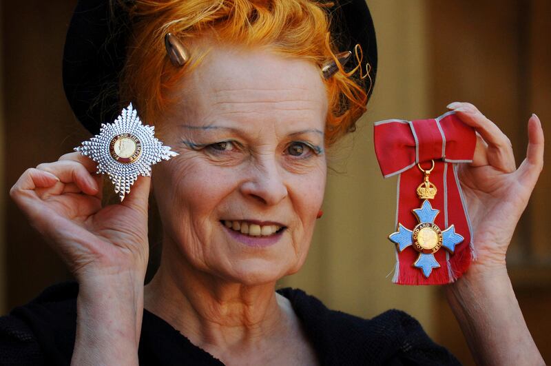 Westwood after her investiture ceremony at Buckingham Palace in June 2006.  AP