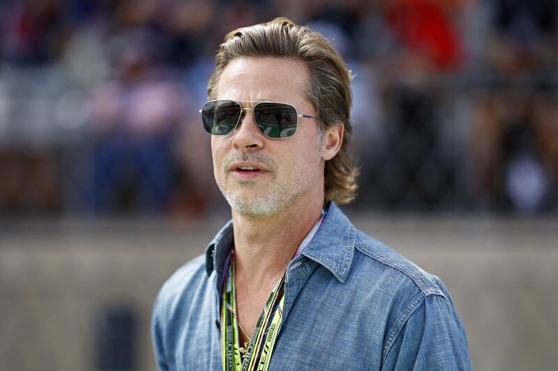 Brad Pitt looks on from the grid during the F1 Grand Prix of USA. AFP