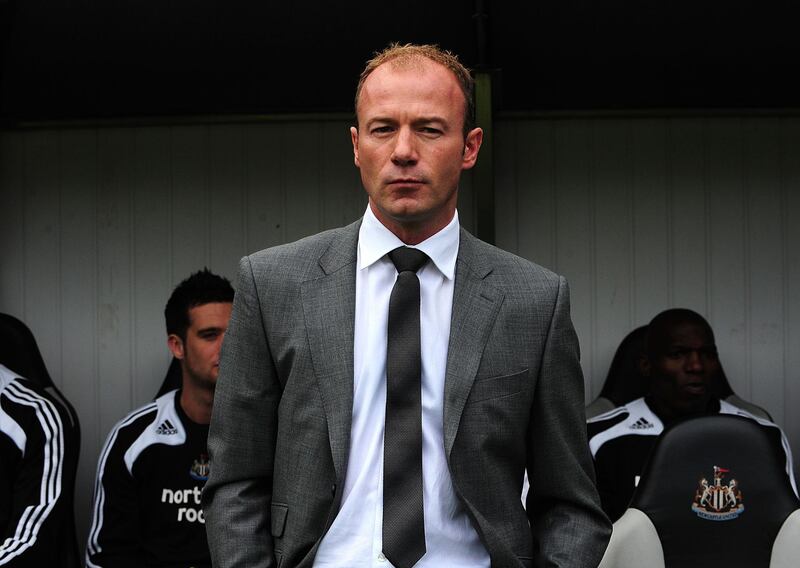 Alan Shearer watches on from the touchline during his stint as Newcastle's caretaker manager. PA