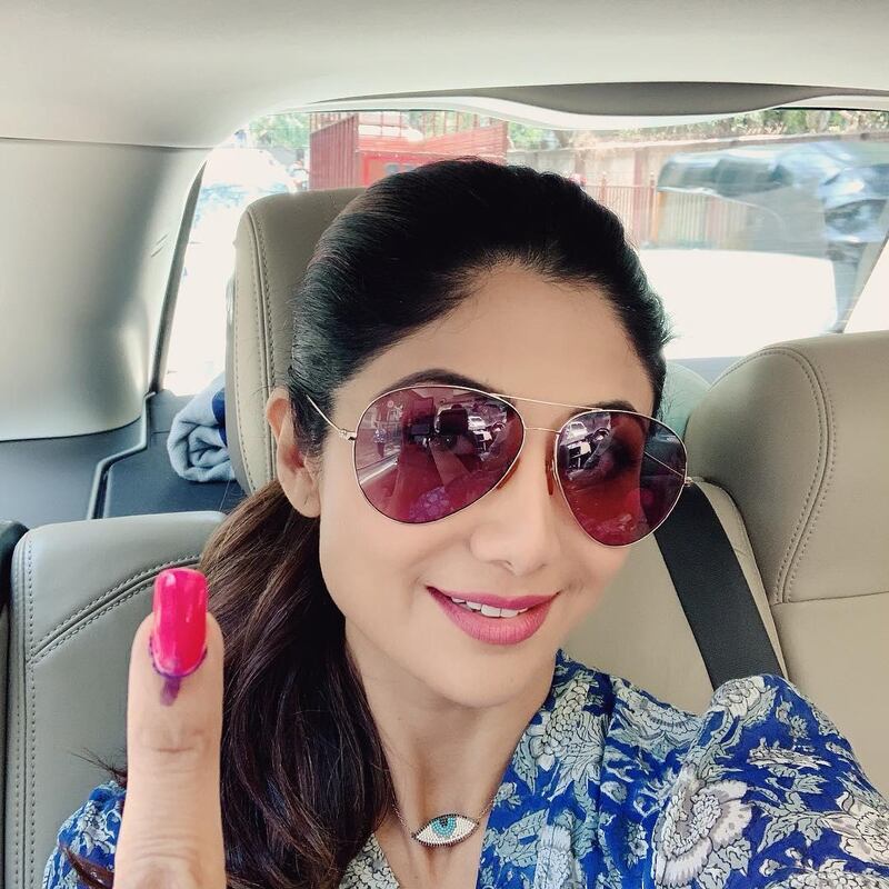 "This is NOT just your DUTY but Your RIGHT. I exercised my vote, have you ?? Make the right choice," Shilpa Shetty urged her fans on Instagram. Instagram / Shilpa Shetty