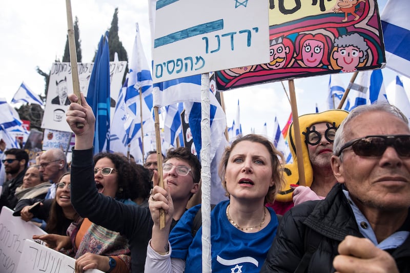 Protesters out in force. Getty Images